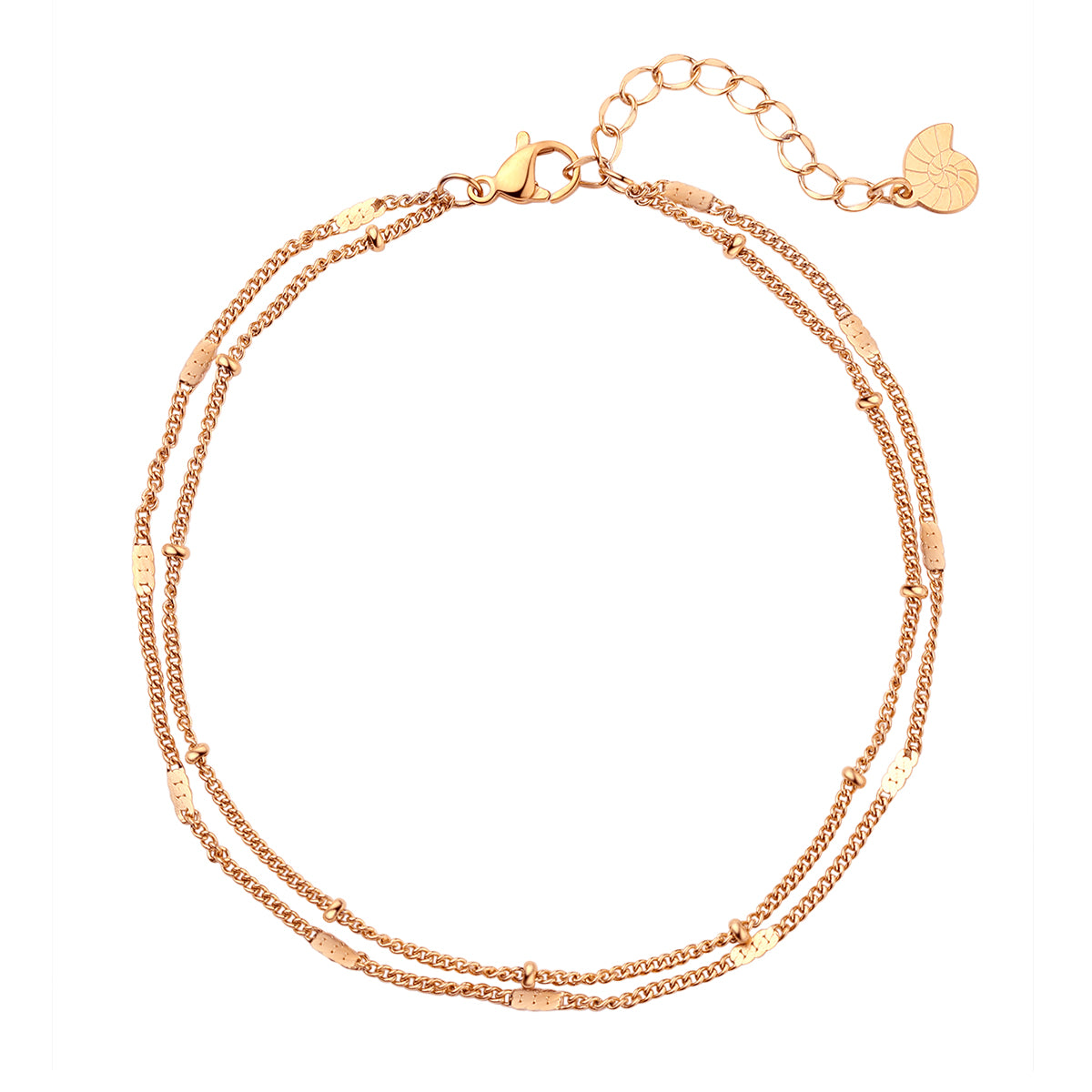 Zweireihige Fußkette in Rosegold